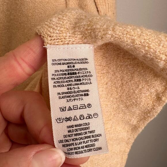 Free People Butter Yellow Wool Blend Cowl Neck Sweater Women's Small - Picture 6 of 7